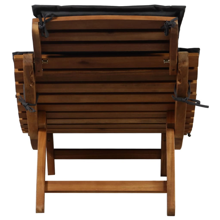 Ligstoelen met kussens 2 st massief acaciahout donkergrijs