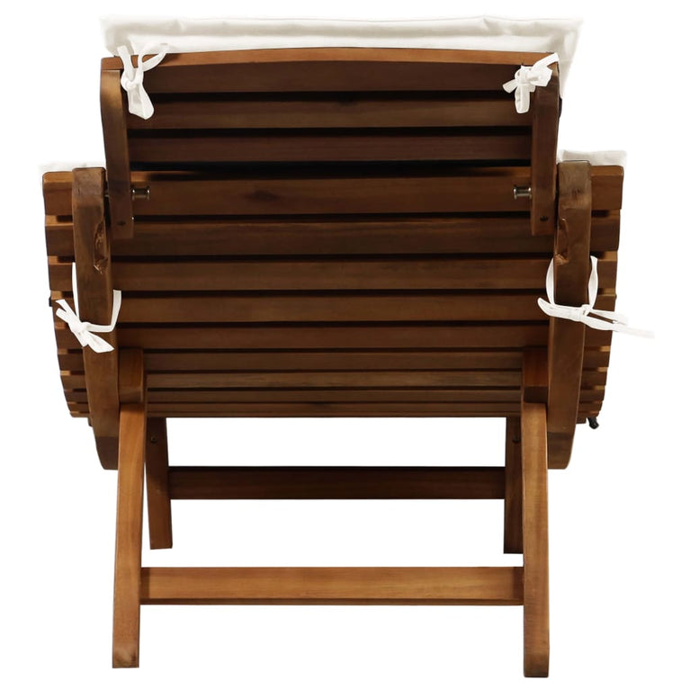 Ligstoelen met kussens 2 st massief acaciahout crèmewit