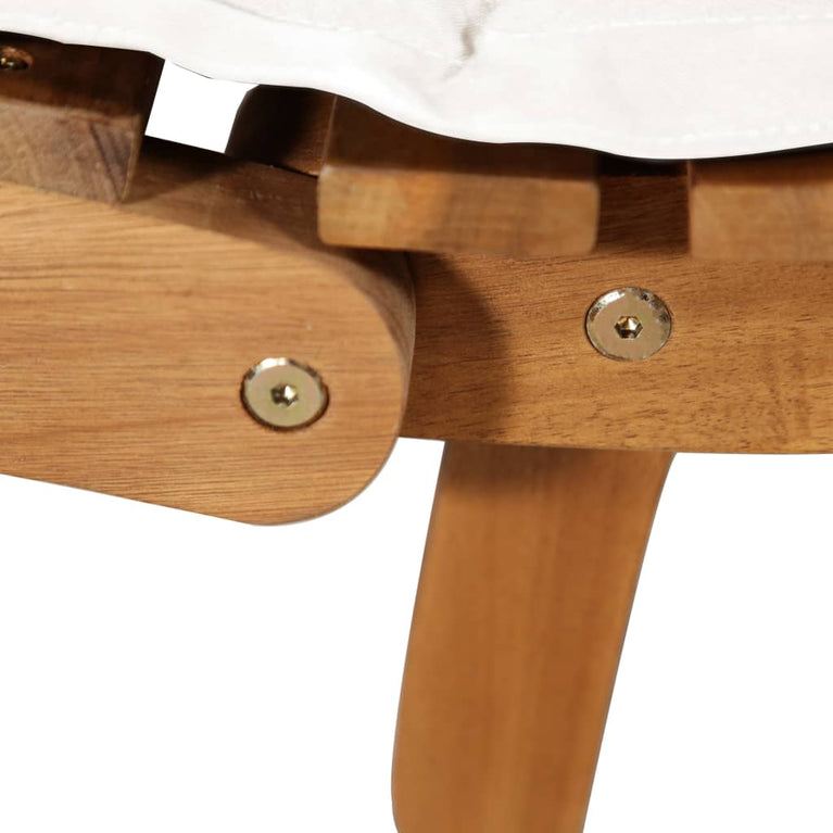 Ligstoelen met kussens 2 st massief acaciahout crèmewit