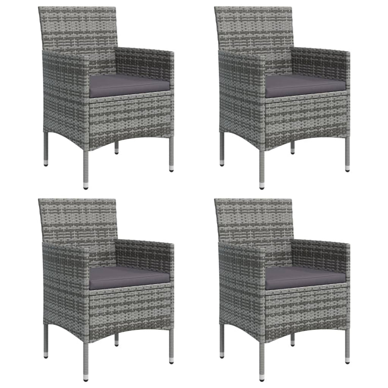 5-delige Tuinset met kussens grijs en zwart