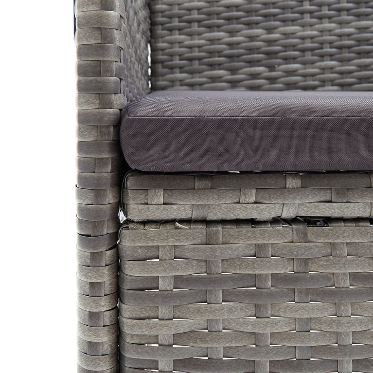 7-delige Tuinset met kussens grijs en zwart