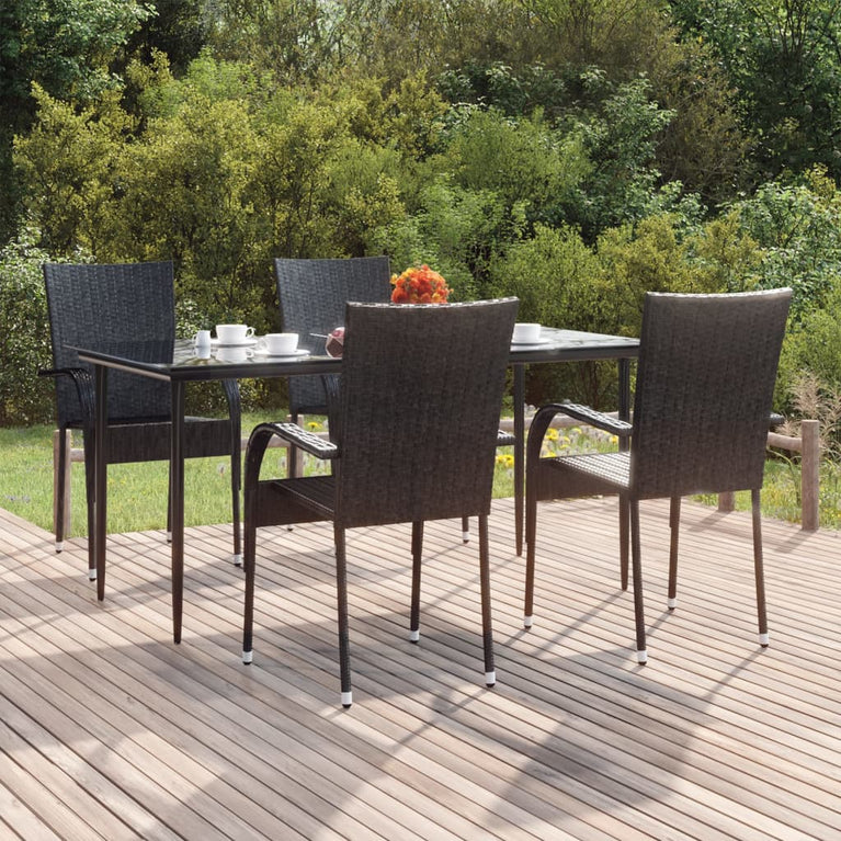 5-delige Tuinset poly rattan zwart