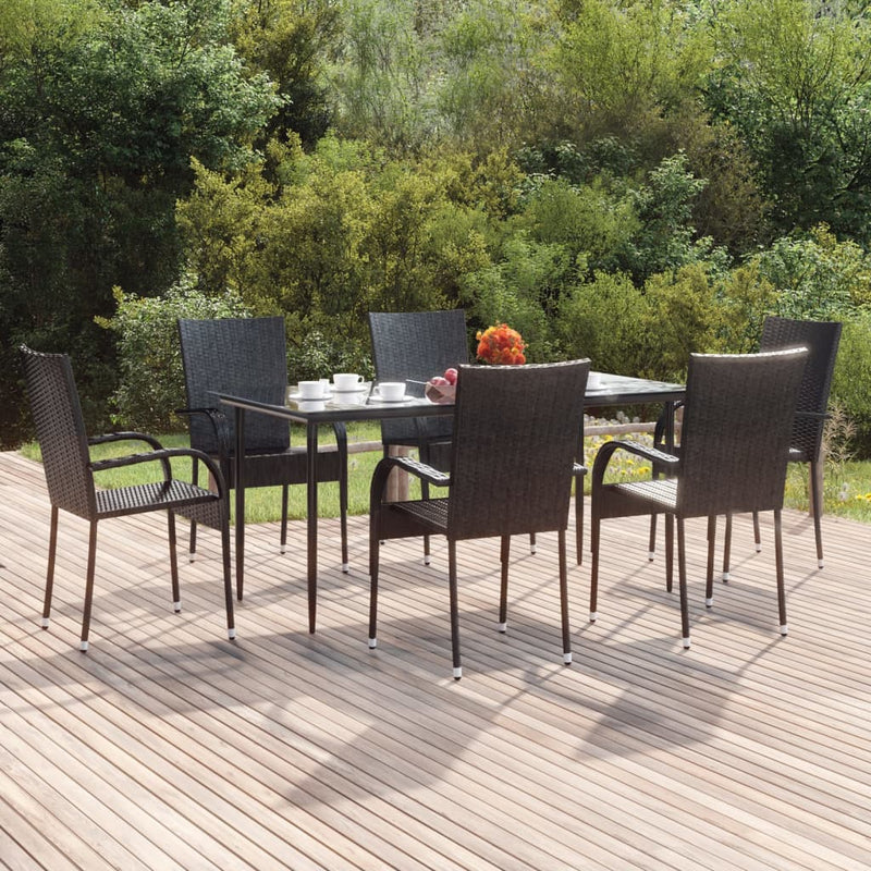7-delige Tuinset poly rattan zwart