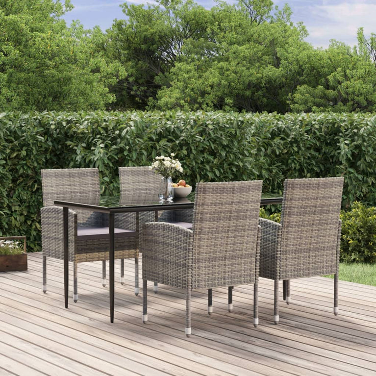5-delige Tuinset met kussens poly rattan antracietkleurig