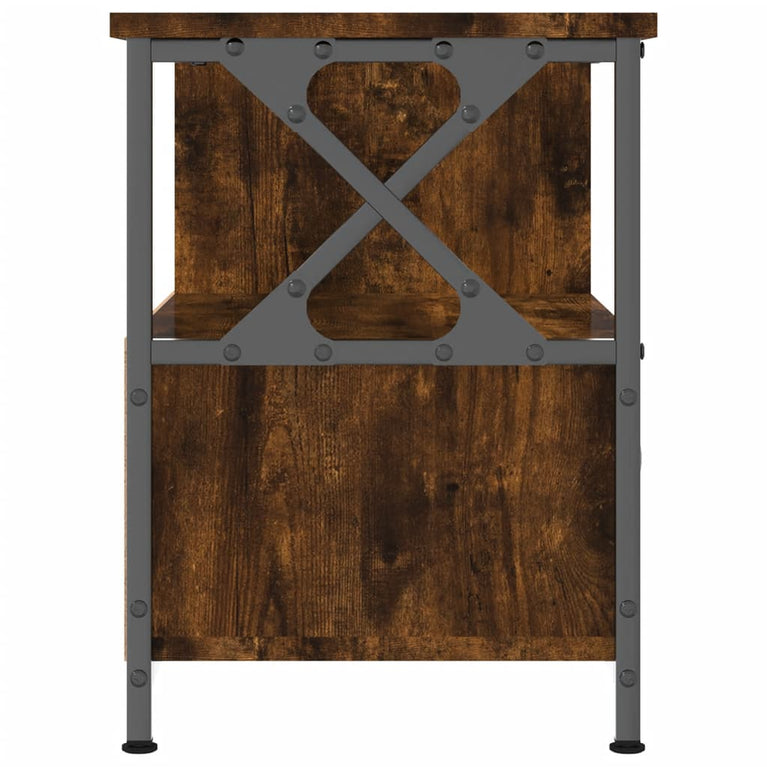 Tv-meubel 90x33x45 cm bewerkt hout en ijzer gerookt eikenkleur