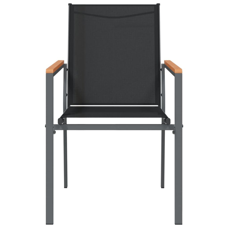 Tuinstoelen 2 st 55x61,5x90 cm textileen en staal zwart