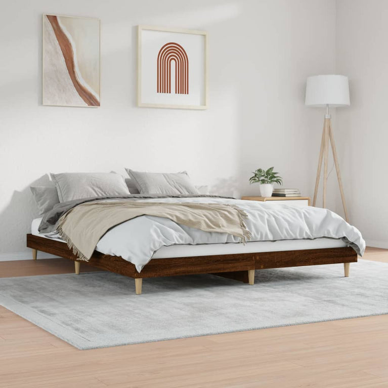 Bedframe bewerkt hout bruin eikenkleur 180x200 cm