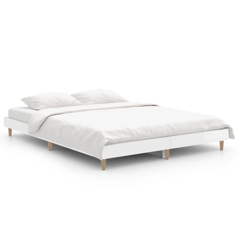 Bedframe bewerkt hout hoogglans wit 140x190 cm