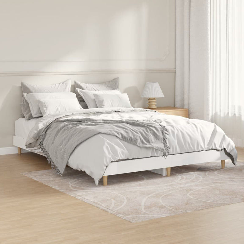 Bedframe bewerkt hout hoogglans wit 140x190 cm