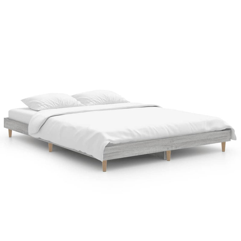 Bedframe bewerkt hout grijs sonoma eikenkleurig 140x190 cm