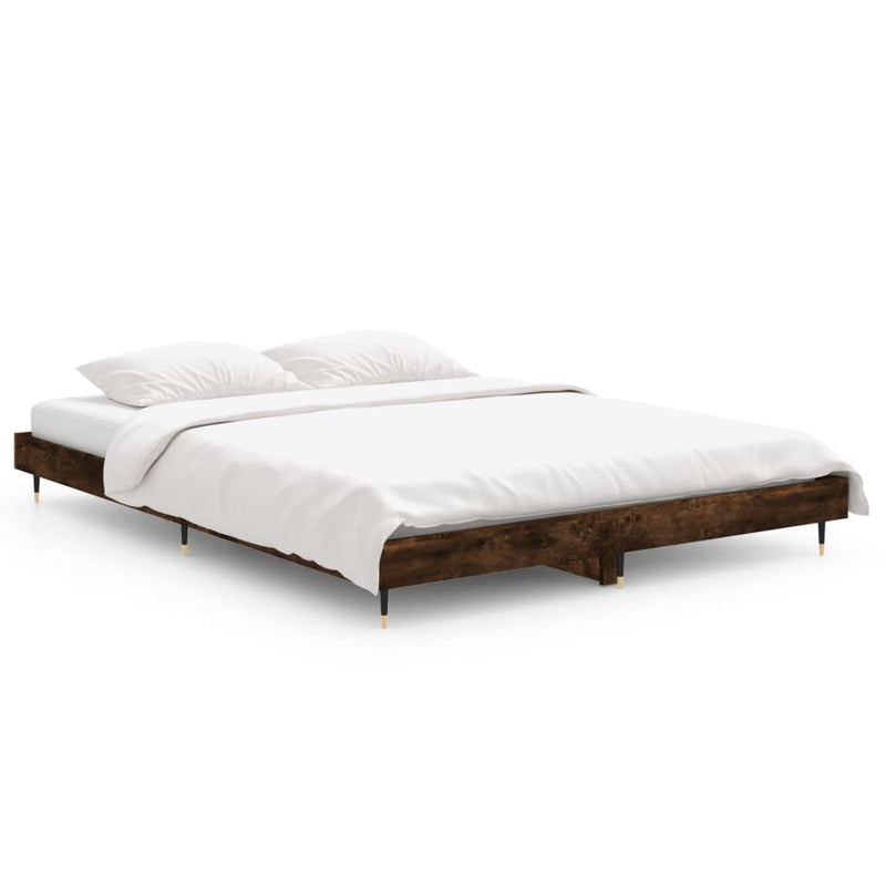 Bedframe bewerkt hout gerookt eikenkleurig 140x190 cm