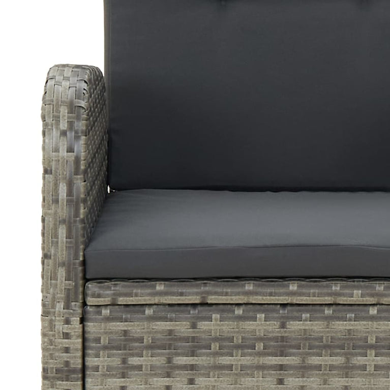 5-delige Tuinset met kussens poly rattan grijs