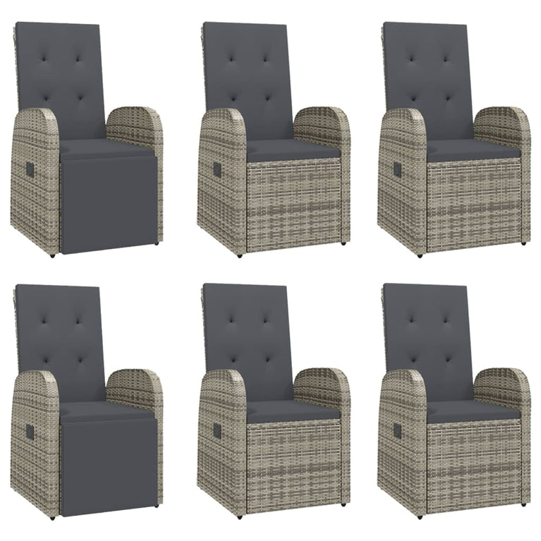 7-delige Tuinset met kussens poly rattan grijs