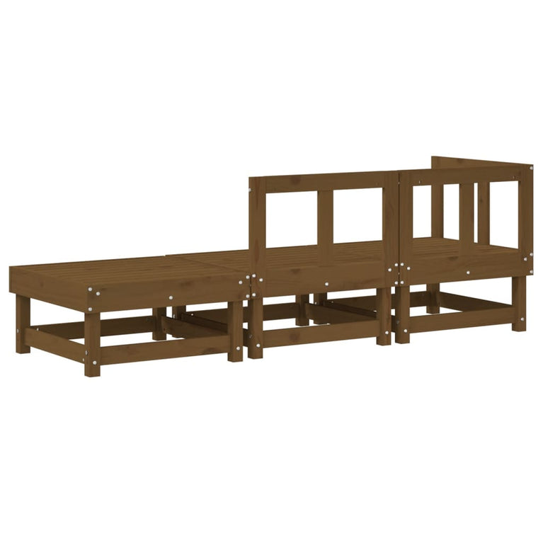 3-delige Loungeset massief grenenhout honingbruin