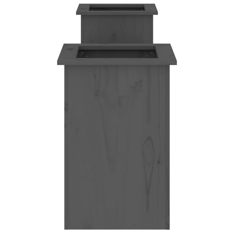 Bankje met plantenbakken 184,5x39,5x56,5 cm grenenhout grijs