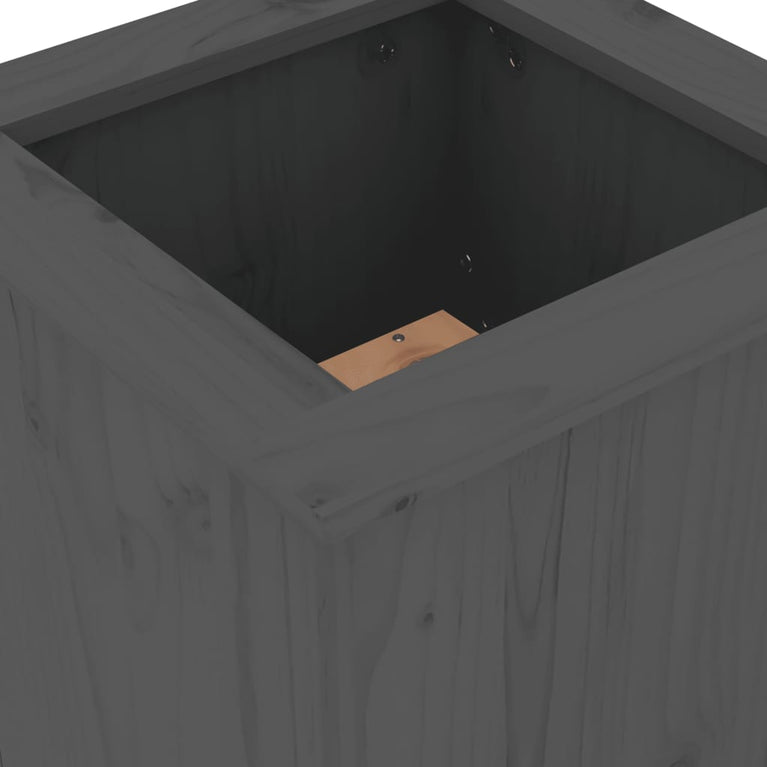 Bankje met plantenbakken 184,5x39,5x56,5 cm grenenhout grijs