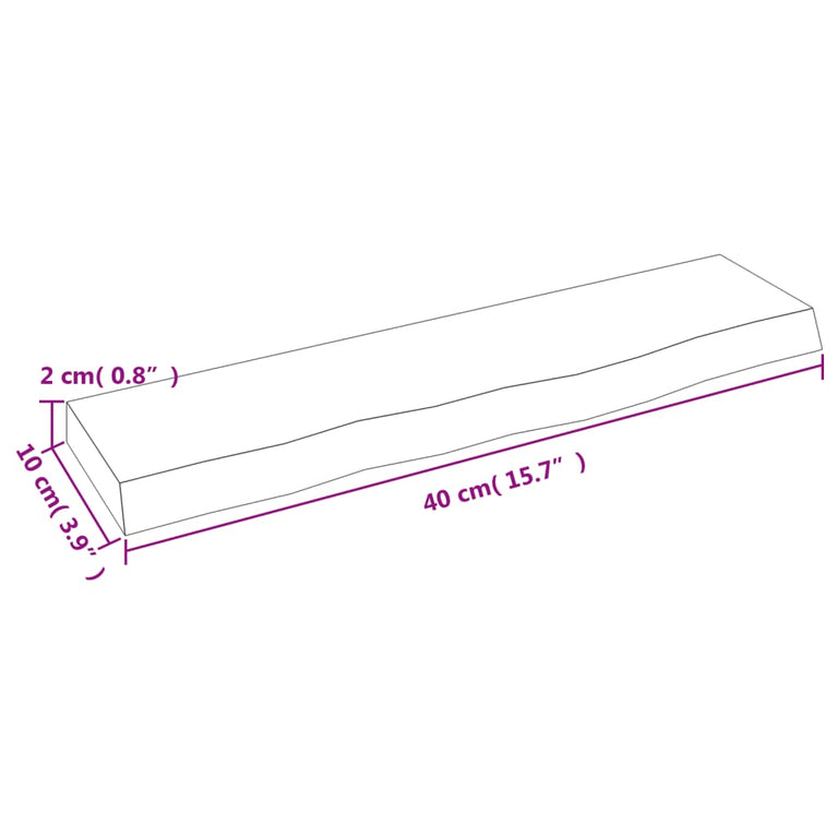 Wandschap 40x10x2 cm onbehandeld massief eikenhout