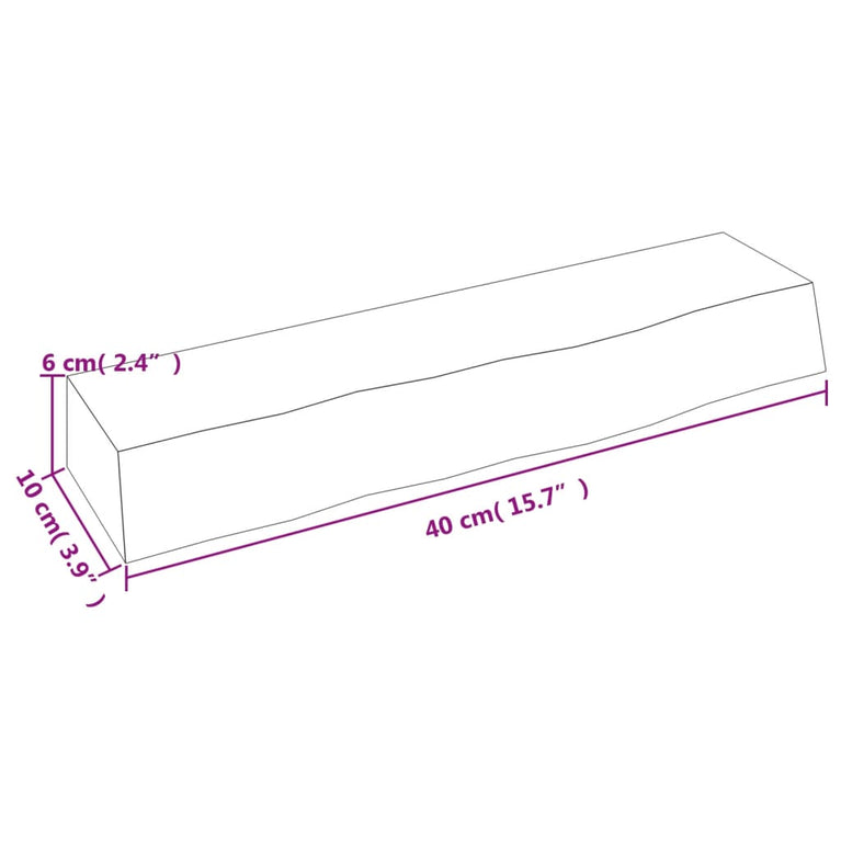 Wandschap 40x10x6 cm onbehandeld massief eikenhout