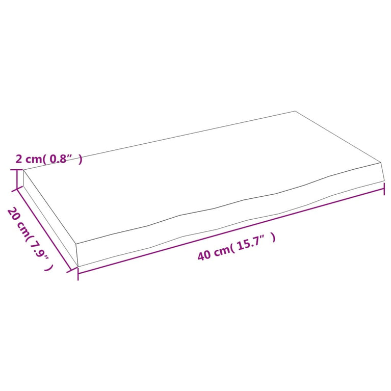 Wandschap 40x20x2 cm onbehandeld massief eikenhout