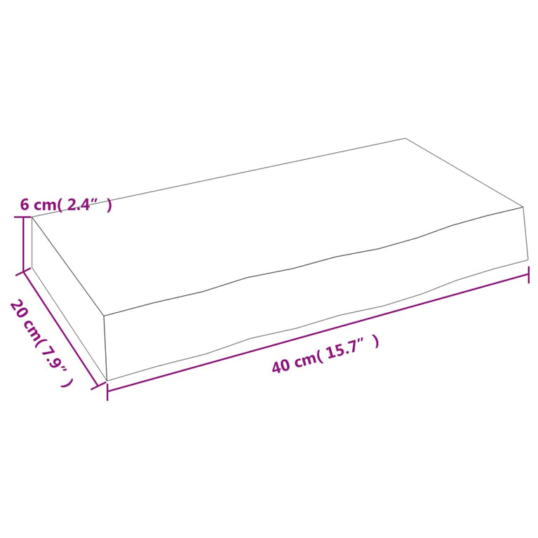 Wandschap 40x20x6 cm onbehandeld massief eikenhout