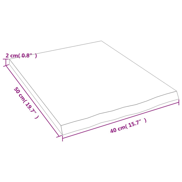 Wandschap 40x50x2 cm onbehandeld massief eikenhout