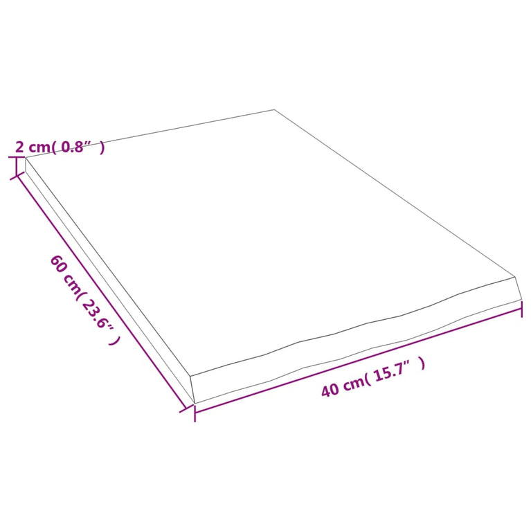 Wandschap 40x60x2 cm onbehandeld massief eikenhout