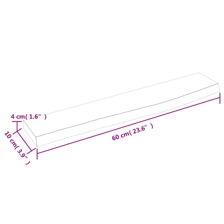 Wandschap 60x10x4 cm onbehandeld massief eikenhout