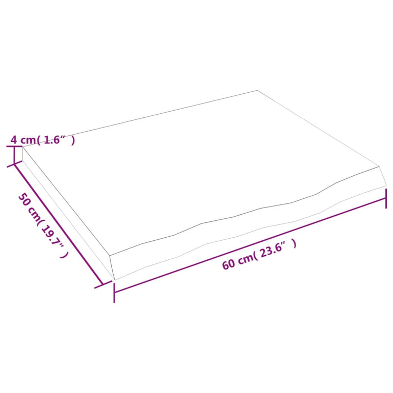 Wandschap 60x50x4 cm onbehandeld massief eikenhout