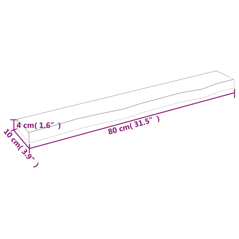 Wandschap 80x10x4 cm onbehandeld massief eikenhout