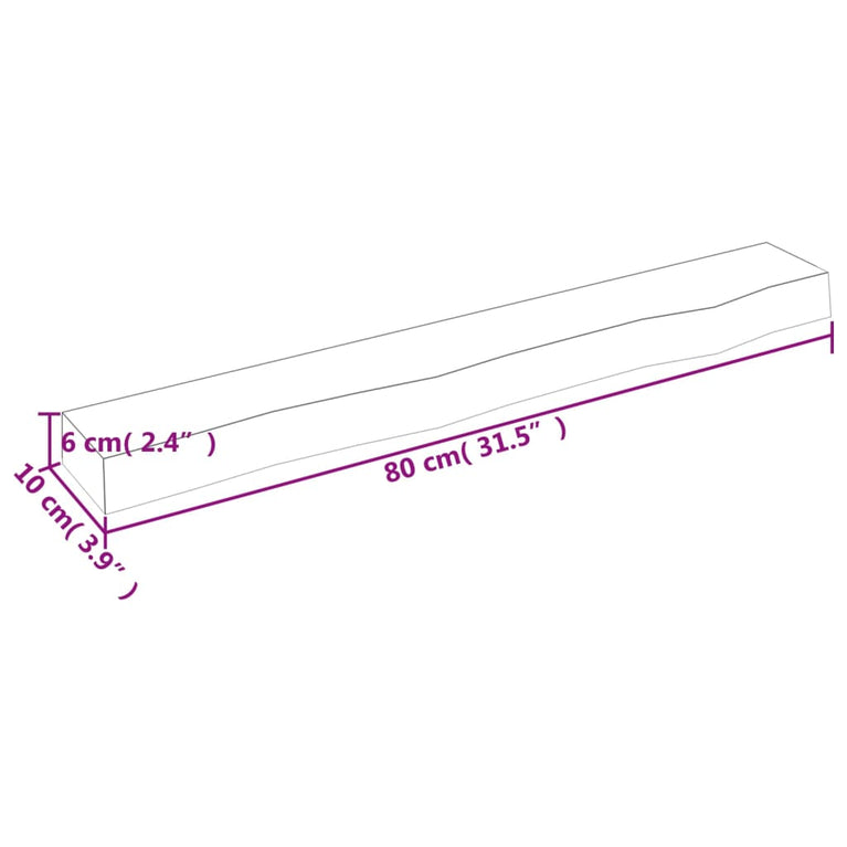 Wandschap 80x10x6 cm onbehandeld massief eikenhout