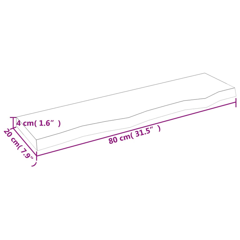 Wandschap 80x20x4 cm onbehandeld massief eikenhout