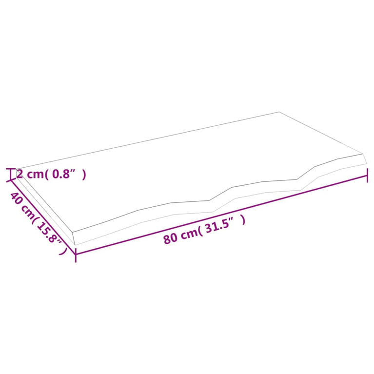 Wandschap 80x40x2 cm onbehandeld massief eikenhout