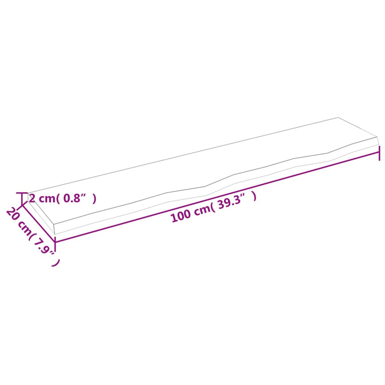 Wandschap 100x20x2 cm onbehandeld massief eikenhout