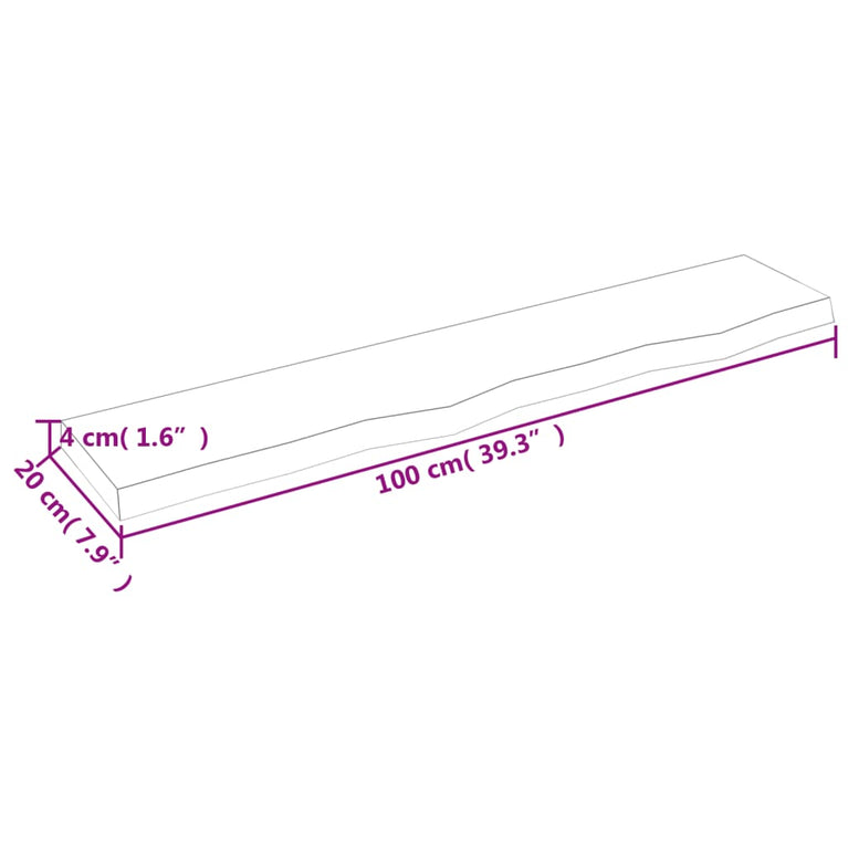 Wandschap 100x20x4 cm onbehandeld massief eikenhout