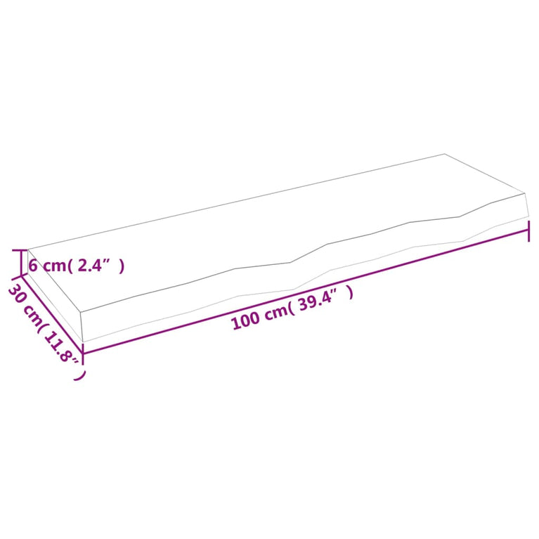 Wandschap 100x30x6 cm onbehandeld massief eikenhout