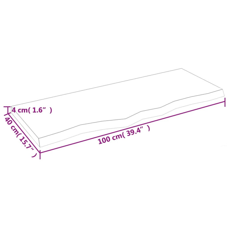 Wandschap 100x40x4 cm onbehandeld massief eikenhout