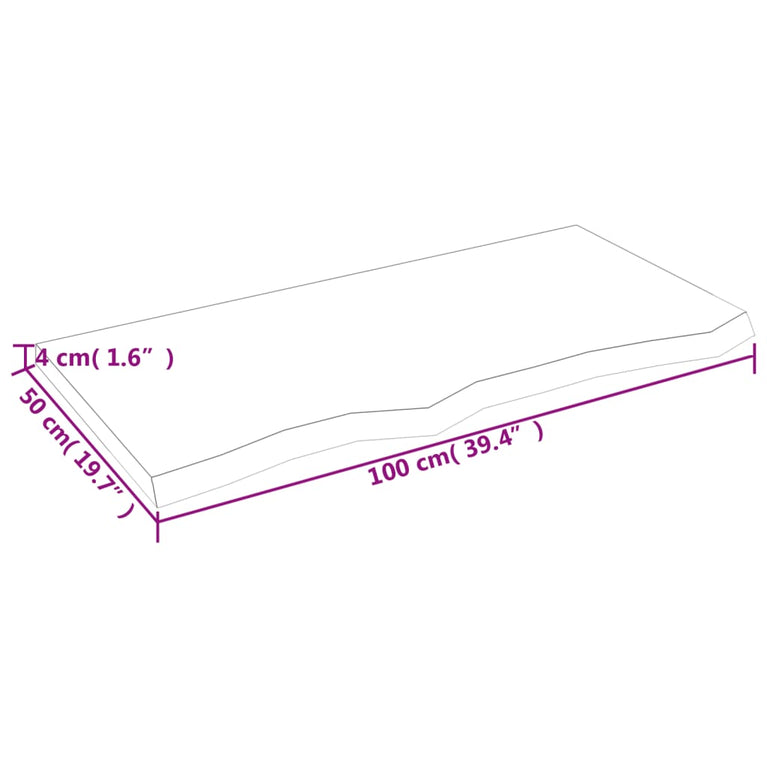 Wandschap 100x50x4 cm onbehandeld massief eikenhout