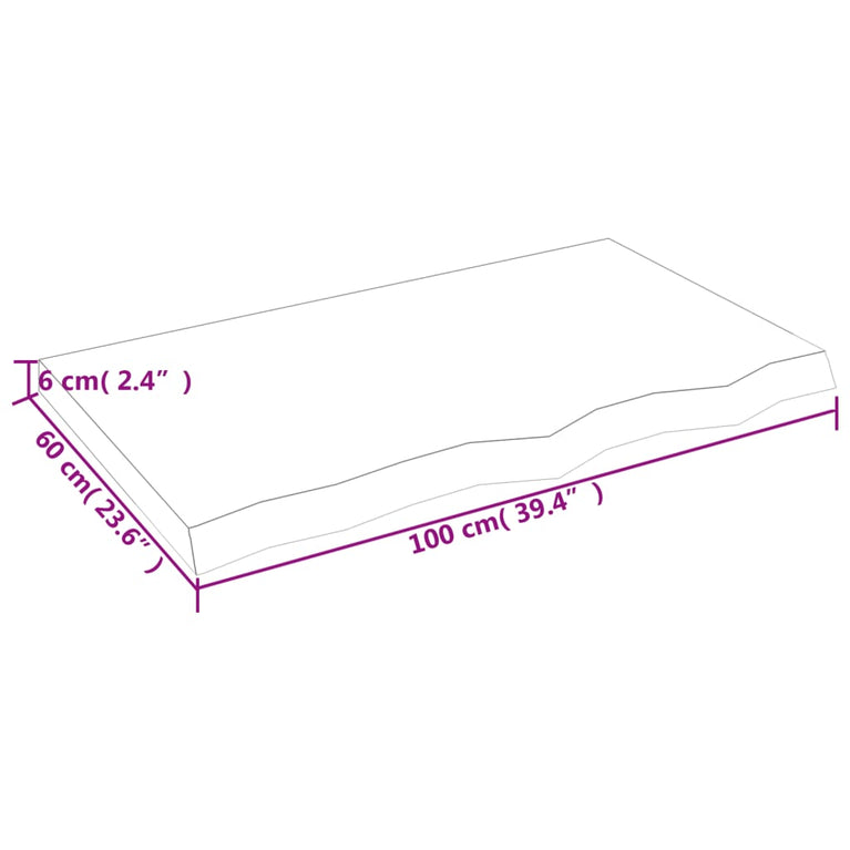 Wandschap 100x60x6 cm onbehandeld massief eikenhout