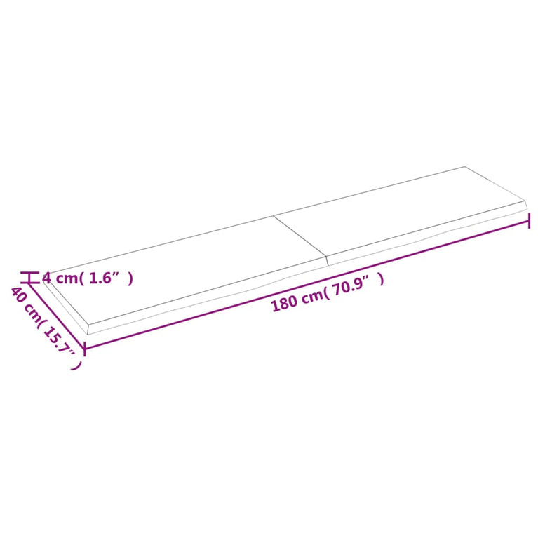 Wandschap 180x40x4 cm onbehandeld massief eikenhout