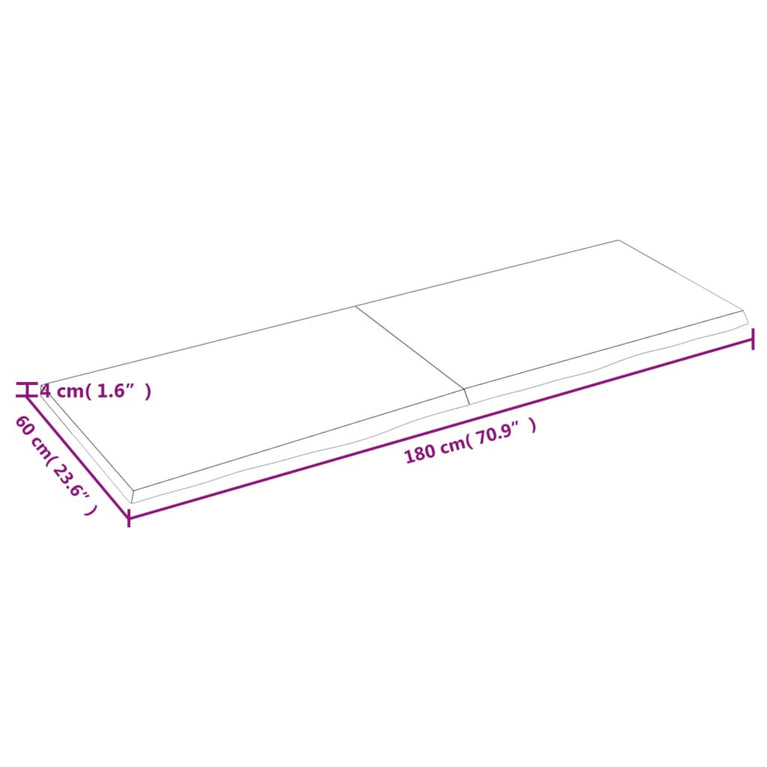 Wandschap 180x60x4 cm onbehandeld massief eikenhout