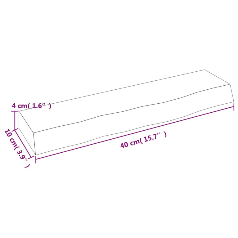 Wandschap 40x10x4 cm behandeld massief eikenhout lichtbruin