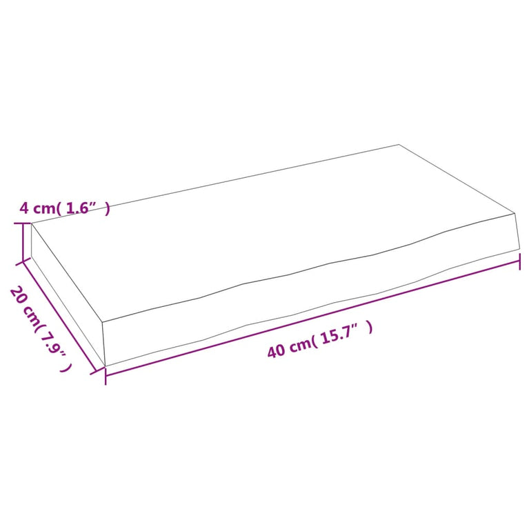 Wandschap 40x20x4 cm behandeld massief eikenhout lichtbruin