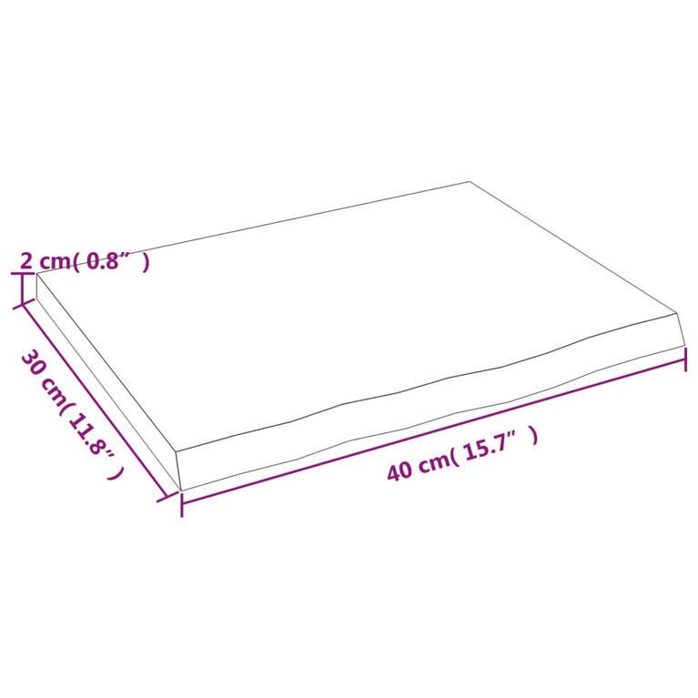 Wandschap 40x30x2 cm behandeld massief eikenhout lichtbruin