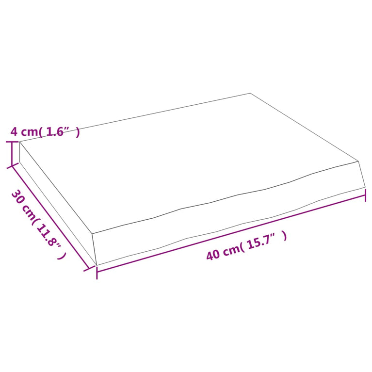 Wandschap 40x30x4 cm behandeld massief eikenhout lichtbruin