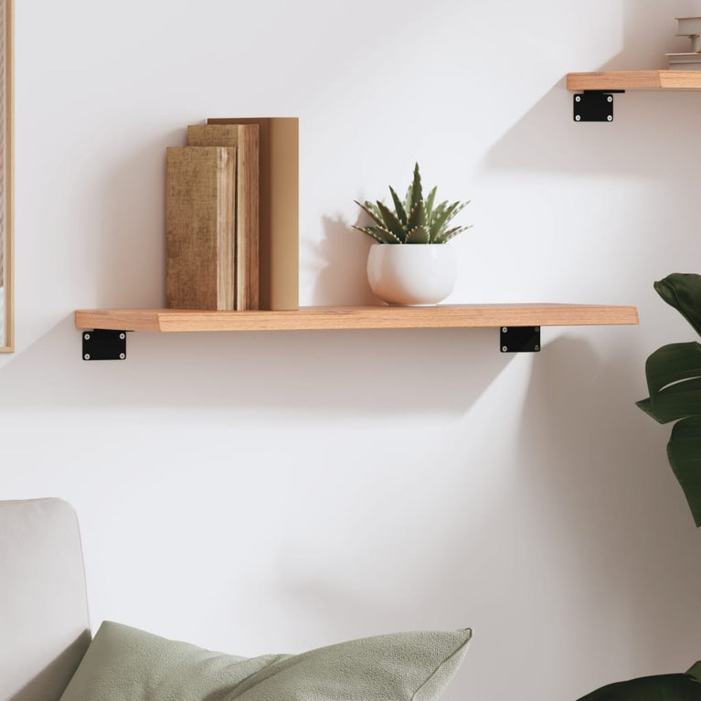 Wandschap 60x20x2 cm behandeld massief eikenhout lichtbruin