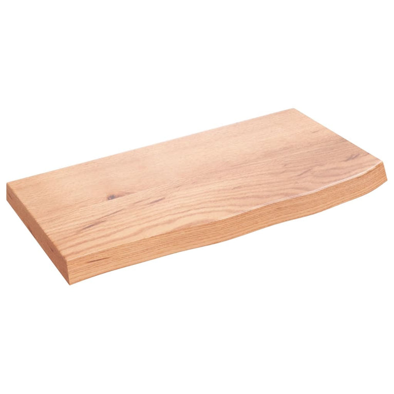 Wandschap 60x30x4 cm behandeld massief eikenhout lichtbruin