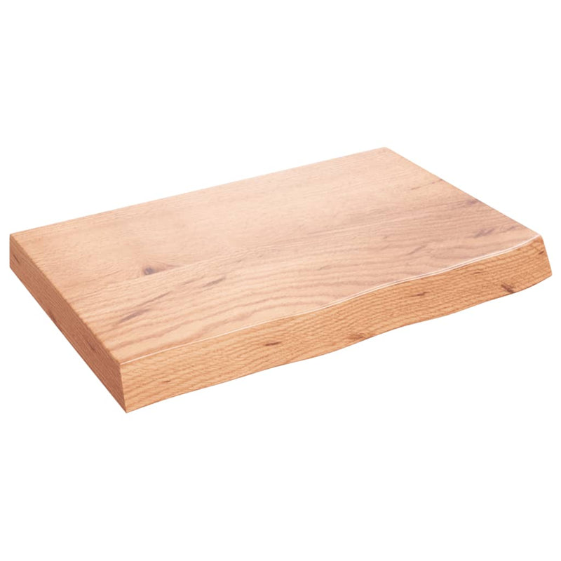 Wandschap 60x40x(2-6) cm behandeld massief eikenhout lichtbruin