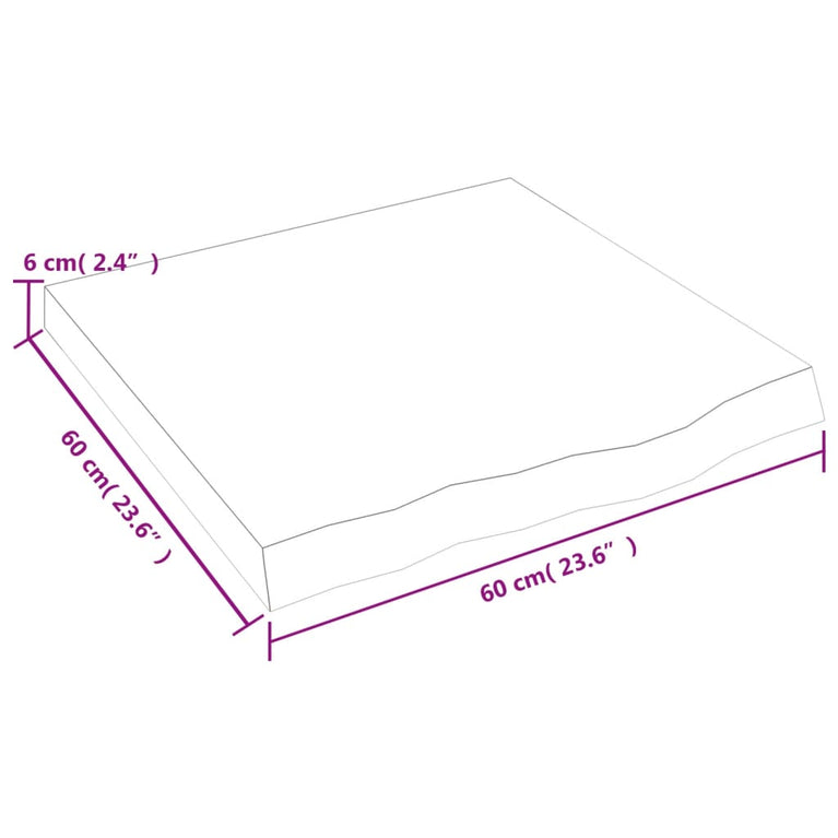 Wandschap 60x60x6 cm behandeld massief eikenhout lichtbruin