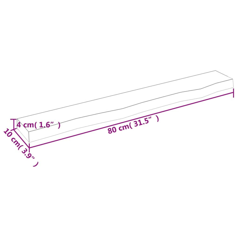 Wandschap 80x10x4 cm behandeld massief eikenhout lichtbruin