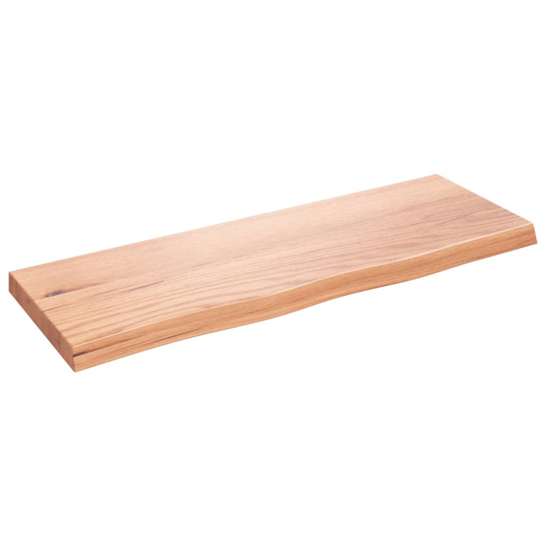 Wandschap 80x30x4 cm behandeld massief eikenhout lichtbruin